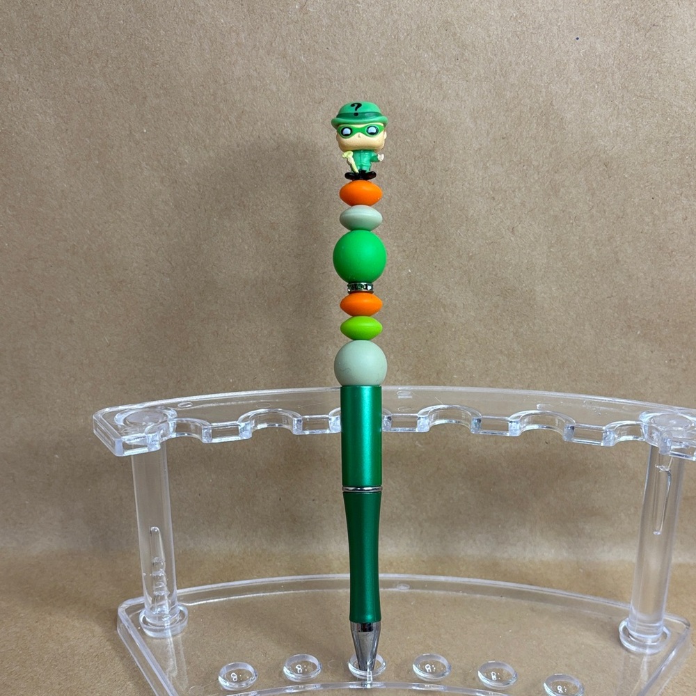 Green and Orange Beaded Pen with Character Topper